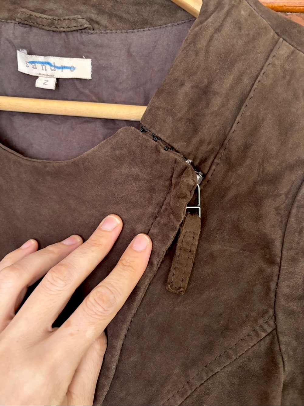 Sandro Verena Suede Women's Biker Jacket sz 2